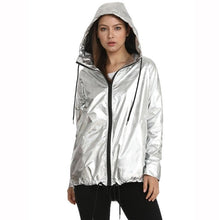 Load image into Gallery viewer, Bomber Jacket New Women&#39;s Jackets Womens Outerwear Hooded Spring Coat Femme Zip Up Waterproof Jackets Metallic Color
