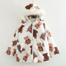 Load image into Gallery viewer, Women&#39;s Harajuku Parkas Kawaii Jacket Cartoon Bear Print Winter Padded Coats Women 2020 Japanese Fashion Outwear Loose Coat
