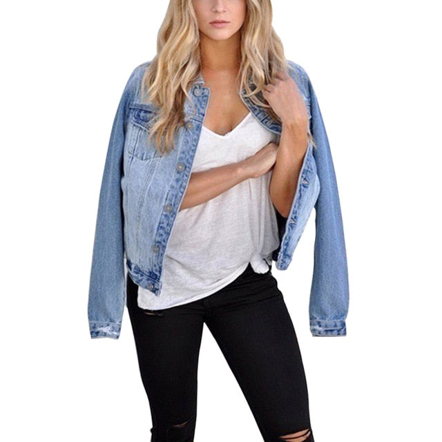 Casual Denim Jackets For Girls Women's Clothing Tops New Turn-down Collar Casaco Feminino Loose Women's Jeans Jacket Outerwear