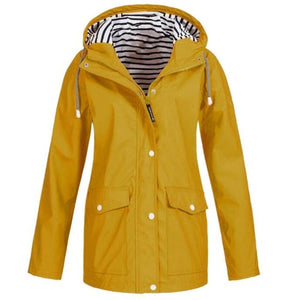 Hot 2020 Women's Solid Jackets Outdoor Hoodied Waterproof Long Coats Overcoat Long Windbreaker Outerwear