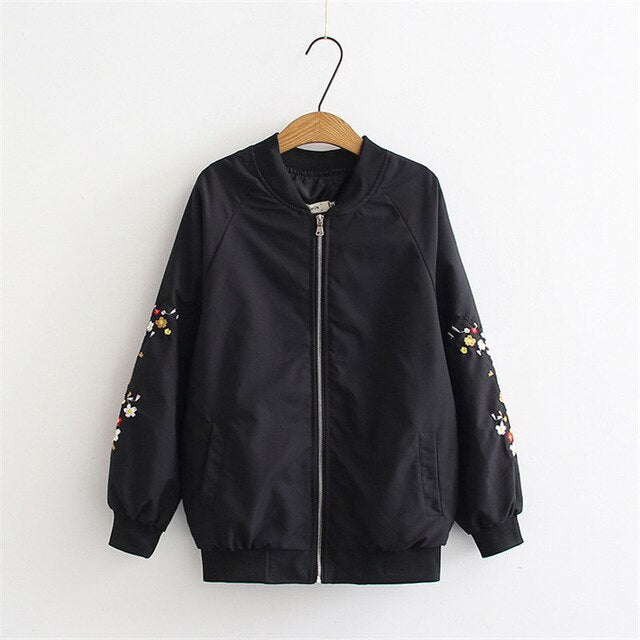 Oversize Spring Autumn Women's Jacket New Fashion Embroidery Long Sleeve Zipper Casual Jacket Coat Female Windbreaker Overcoat