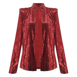 Women's Cardigan Jacket Sparkle Sequin Bling Long Sleeve Short Tops Feamle Fashion Thin Jacket