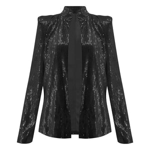 Women's Cardigan Jacket Sparkle Sequin Bling Long Sleeve Short Tops Feamle Fashion Thin Jacket