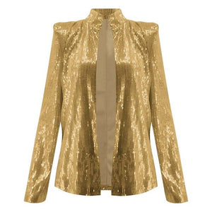 Women's Cardigan Jacket Sparkle Sequin Bling Long Sleeve Short Tops Feamle Fashion Thin Jacket