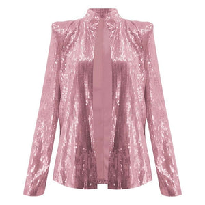 Women's Cardigan Jacket Sparkle Sequin Bling Long Sleeve Short Tops Feamle Fashion Thin Jacket