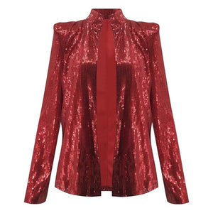 Women's Cardigan Jacket Sparkle Sequin Bling Long Sleeve Short Tops Feamle Fashion Thin Jacket