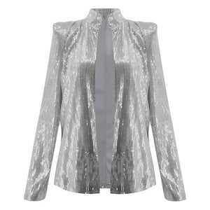 Women's Cardigan Jacket Sparkle Sequin Bling Long Sleeve Short Tops Feamle Fashion Thin Jacket