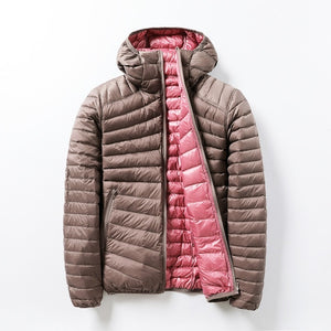 Women's Jackets Brand Down Jackets Women Ultra Light Hooded Basic Jacket Feather Famale Jackets Double Side Reversible Warm Coat