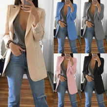 Load image into Gallery viewer, Women&#39;s Casual Mid Coat Lapel Slim Cardigan Outdoor Work Suit Jackets Open Front Coat Cloak Jackets Female Blusas Chaqueta Mujer
