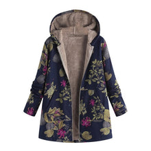 Load image into Gallery viewer, Women&#39;s Parkas Cotton &amp; Linen Autumn Plush Long Sleeve Hooded Coat Casual Loose Printed Zipper Warm Overcoat Tops Jacket  2020
