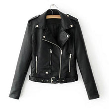 Load image into Gallery viewer, Korean Motorcycle Short Coat New Spring Women&#39;s Jacket The Self-cultivation Pu Leather Jacket Women&#39;s Leather Bright
