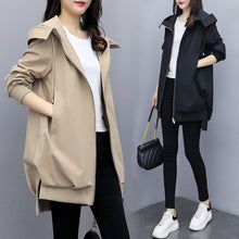 Load image into Gallery viewer, Women&#39;s Jacket Hooded Long Sleeve Casual Windbreaker Female Loose Jackets Oversize Ladies Outerwear Plus Size 2XL F62210
