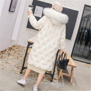 Big Fur New White Fashion Winter Women's Jacket Down Parka Female Warm Winter Coat Hooded Women Outerwear