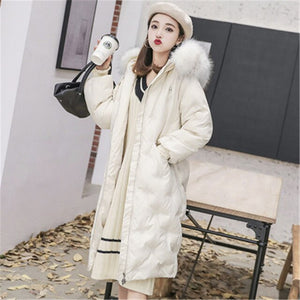 Big Fur New White Fashion Winter Women's Jacket Down Parka Female Warm Winter Coat Hooded Women Outerwear