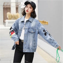 Load image into Gallery viewer, 2020 spring new women&#39;s fashion foreign embroidery Mickey denim short jacket jackets denim  coat
