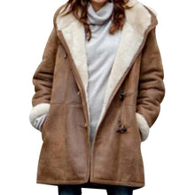 Load image into Gallery viewer, Women&#39;s Casual Warm Winter Coat New Fashion Women Middle Length Thick Plush Hooded Outwear Jacket Coat
