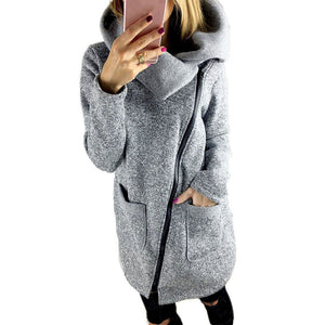 Jaycosin Fashion Women Winter Warm Short Outerwear Long Zipper Jackets Coat Stylish Long Sleeve Comfortable Hooded Outwear 22#4