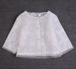 Spring summer new lace shawl jacket large size women's organza coat  Single-breasted white hollow Suit Tops