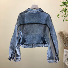 Load image into Gallery viewer, 2019 Spring New  Women&#39;s Heavy Fringed Chain Washed Jeans Short Jacket Cowboy Coat Students Casual Denim Coat Outwear
