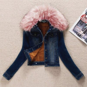 Autumn Winter Denim Jacket Women Clothing Korean Plus Velvet Short Jeans Jacket Outerwear Slim Plus Size Women Basic Coat K896