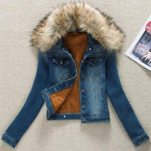 Autumn Winter Denim Jacket Women Clothing Korean Plus Velvet Short Jeans Jacket Outerwear Slim Plus Size Women Basic Coat K896