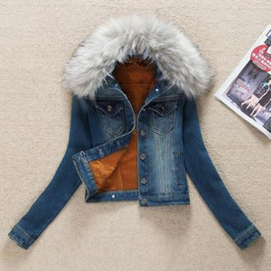 Autumn Winter Denim Jacket Women Clothing Korean Plus Velvet Short Jeans Jacket Outerwear Slim Plus Size Women Basic Coat K896