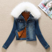 Load image into Gallery viewer, Autumn Winter Denim Jacket Women Clothing Korean Plus Velvet Short Jeans Jacket Outerwear Slim Plus Size Women Basic Coat K896
